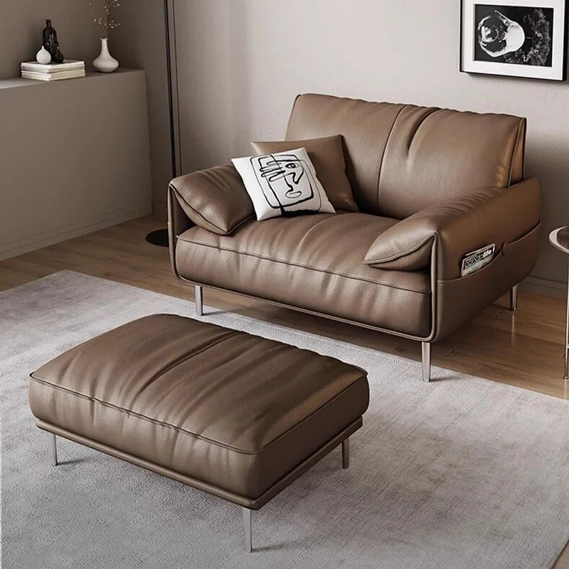 Minimalist Office Sofa Italian Leatherette Booth Seating Business