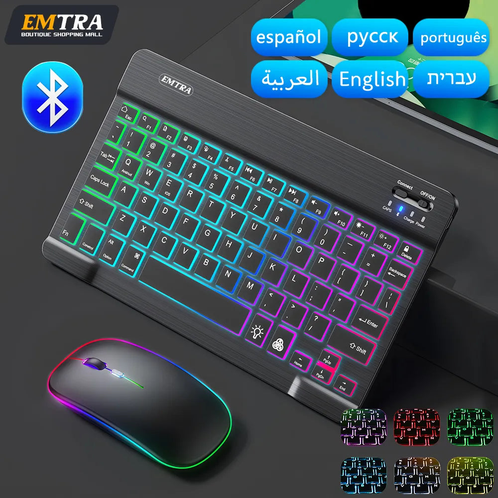 EMTRA Backlit Backlight Bluetooth Keyboard Mouse For IOS