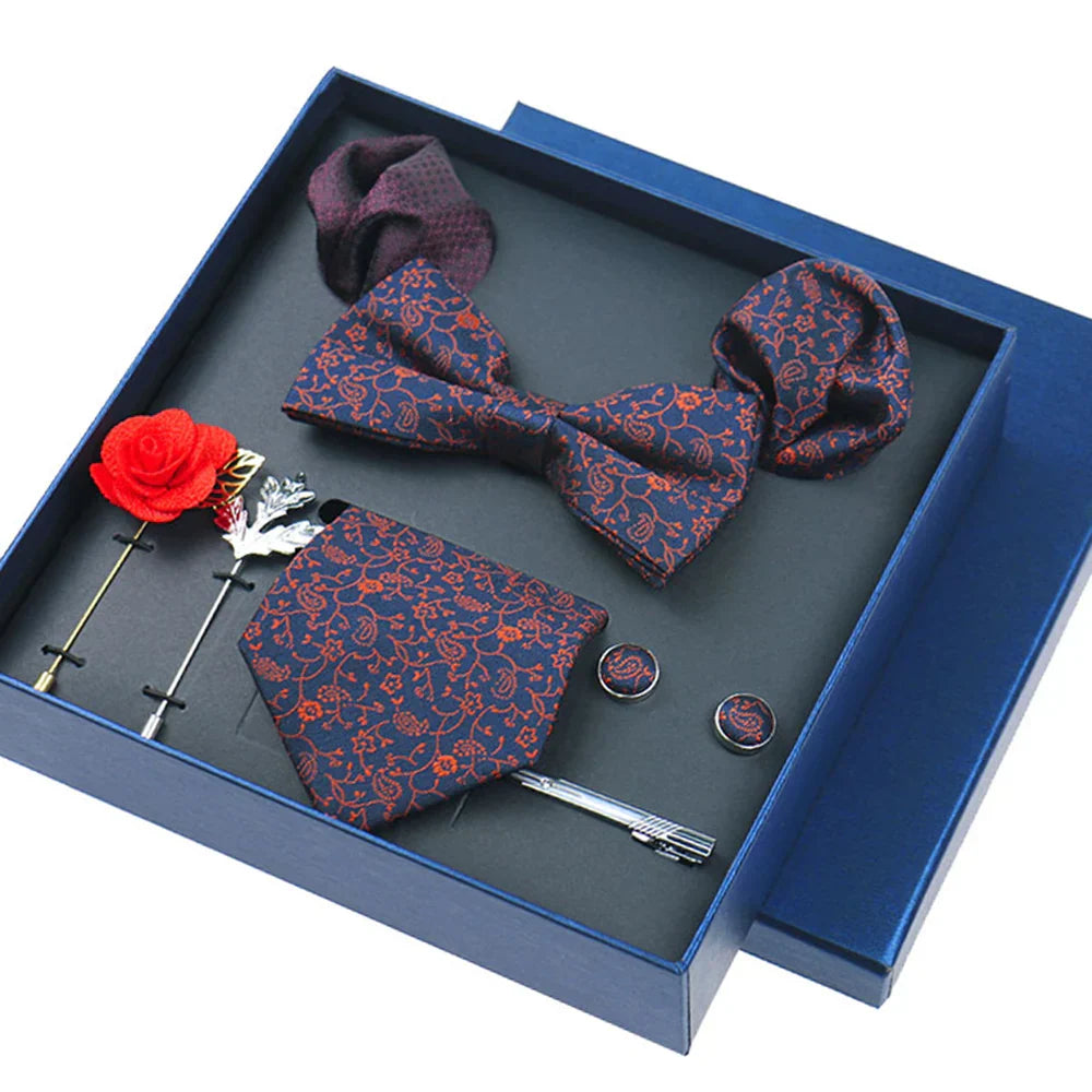 8piece Set Bussiness Blue Ties For Mans Floral