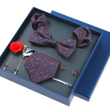 8piece Set Bussiness Blue Ties For Mans Floral