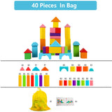 Wooden Building Blocks Set Storage Bag Wooden Toys