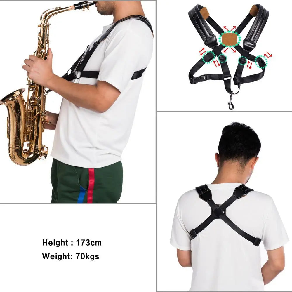 Miwayer Saxophone Strap Universal Double Shoulder Leather Strap
