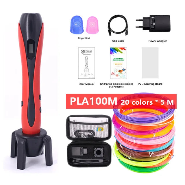 Versatile 3D Printing Pen Set with 20 Vibrant