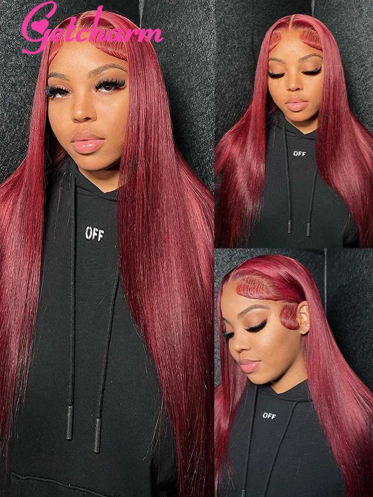 99J Burgundy Straight 13x4 Lace Front Human Hair