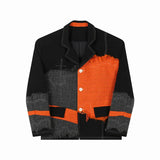 IEFB Trend Fashion Coat Personality Men Woolen Contrast