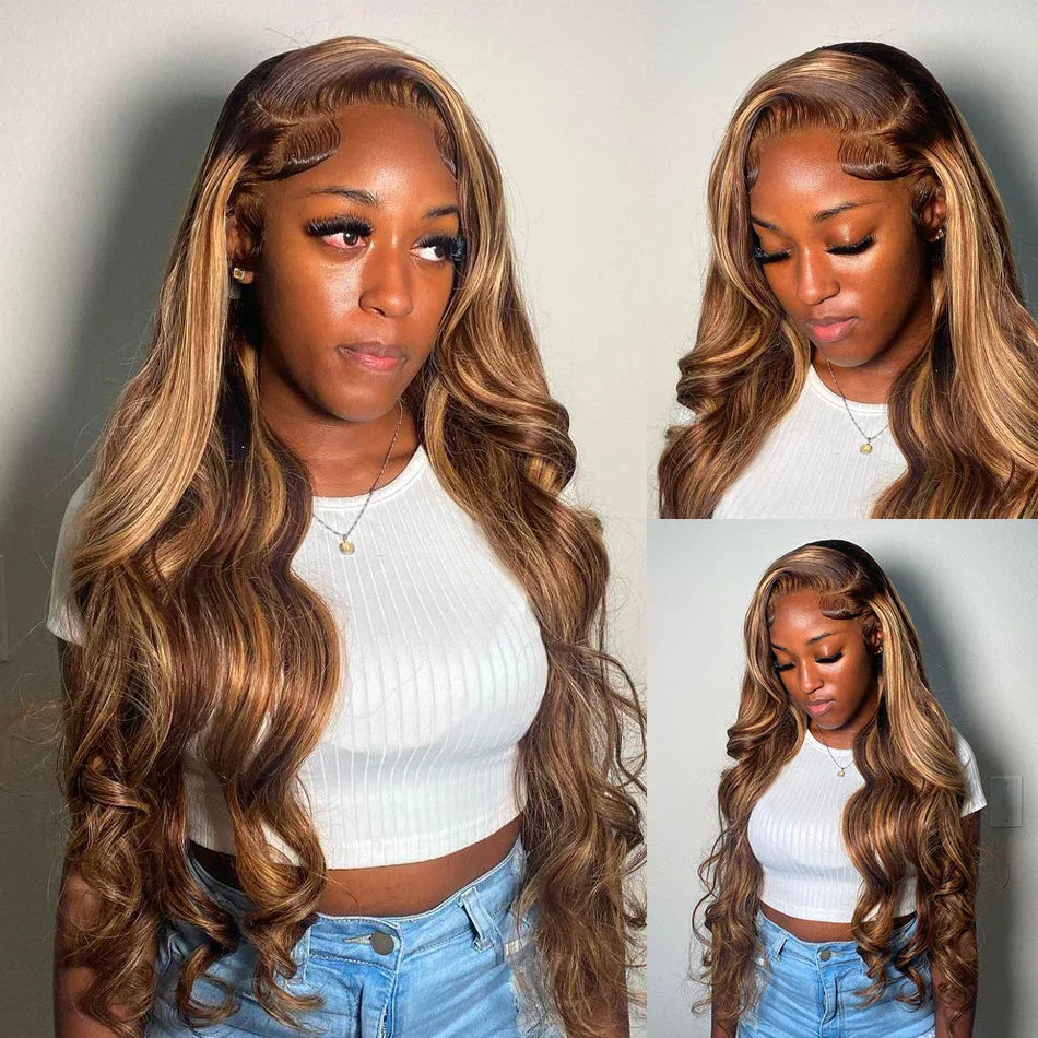 30 36 Inch Body Wave 13x4 Ombre Highlight