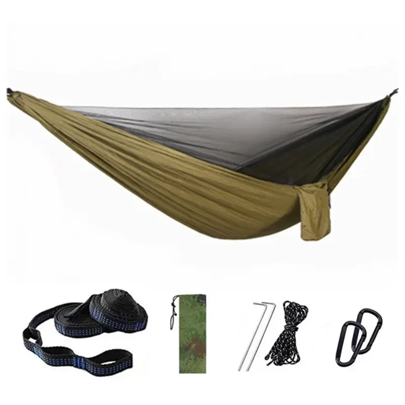 Double Travel Camping Hammock with Mosquito Net,Backpacking Portable