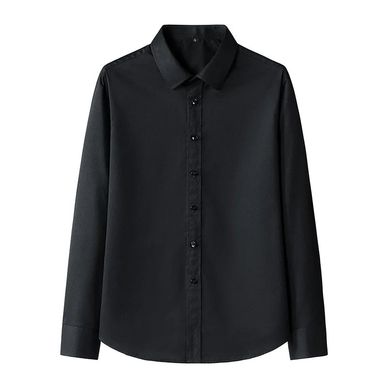 New Solid Color Men's Long-sleeved Shirt Business Casual
