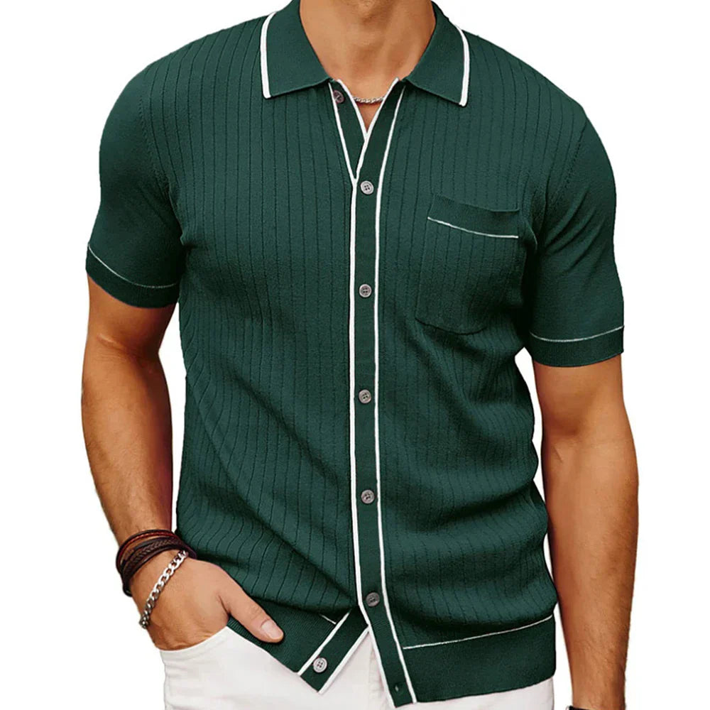 Men's Luxury Knitted Short Sleeve Polo Shirt Casual
