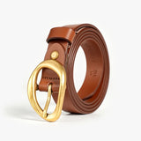 BEAUTODAY Belt Women Cow Leather Irregular Metal Buckle
