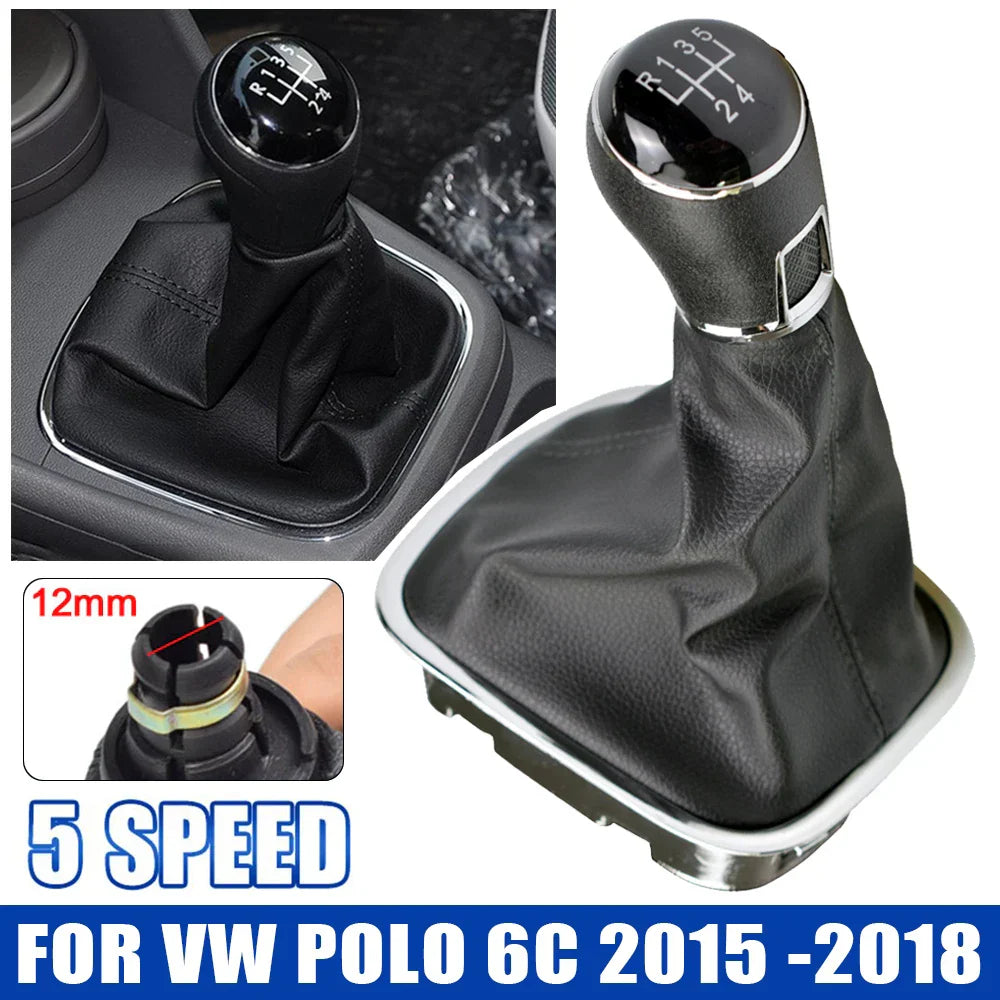 Car Gear Shift Knob Lever Stick Gaiter Boot Cover Collar Leather For VW Volkswagen POLO 6C 2015 2016 2017 2018