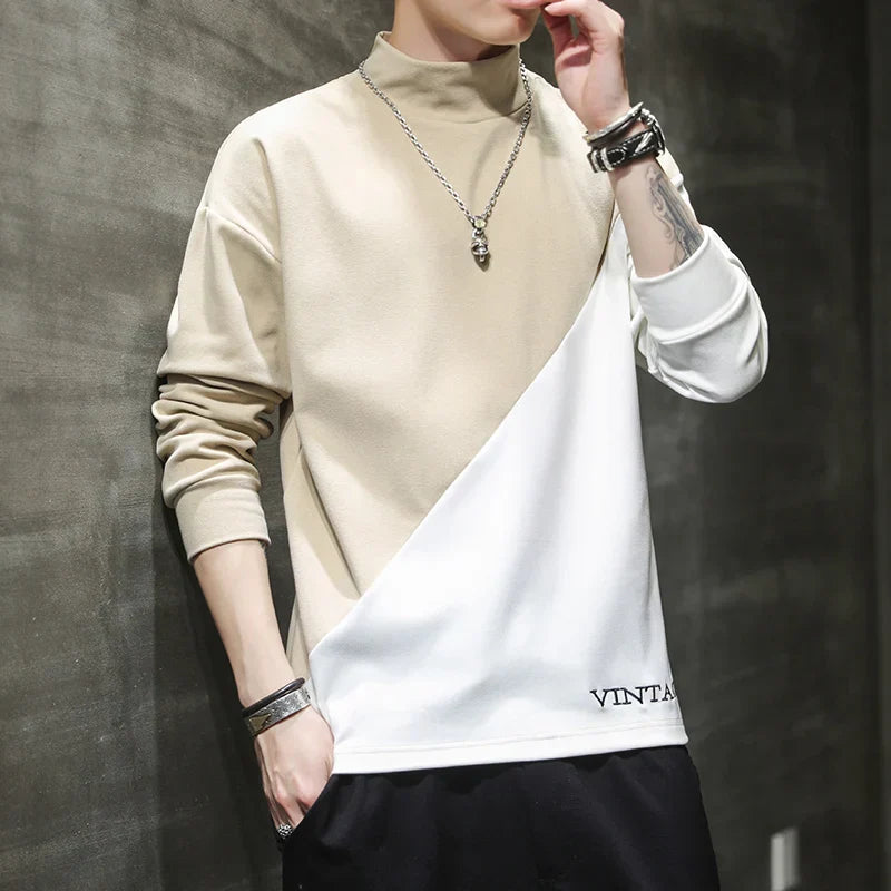 Casual Half High Collar Sweatshirts Men's Clothing Stylish