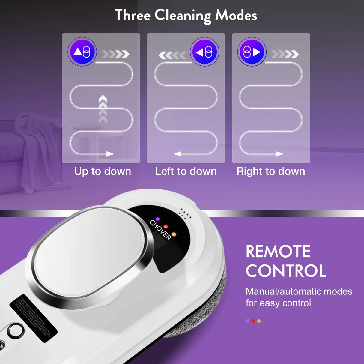 CHOVERY Window Cleaning Robot Vacuum Cleaner with Remote