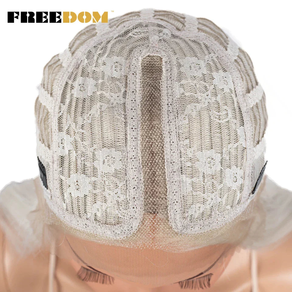 FREEDOM Synthetic Lace Wig Short Bob Straight Middle