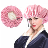 Ladies Satin Nightcap Solid Color Simple Drawstring Adjustable