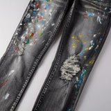Skinny Tapered Trouser New Retro Splash Ink Jean