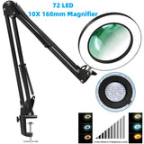 72LED 10X NEW Illuminated Magnifier USB 3 Colors