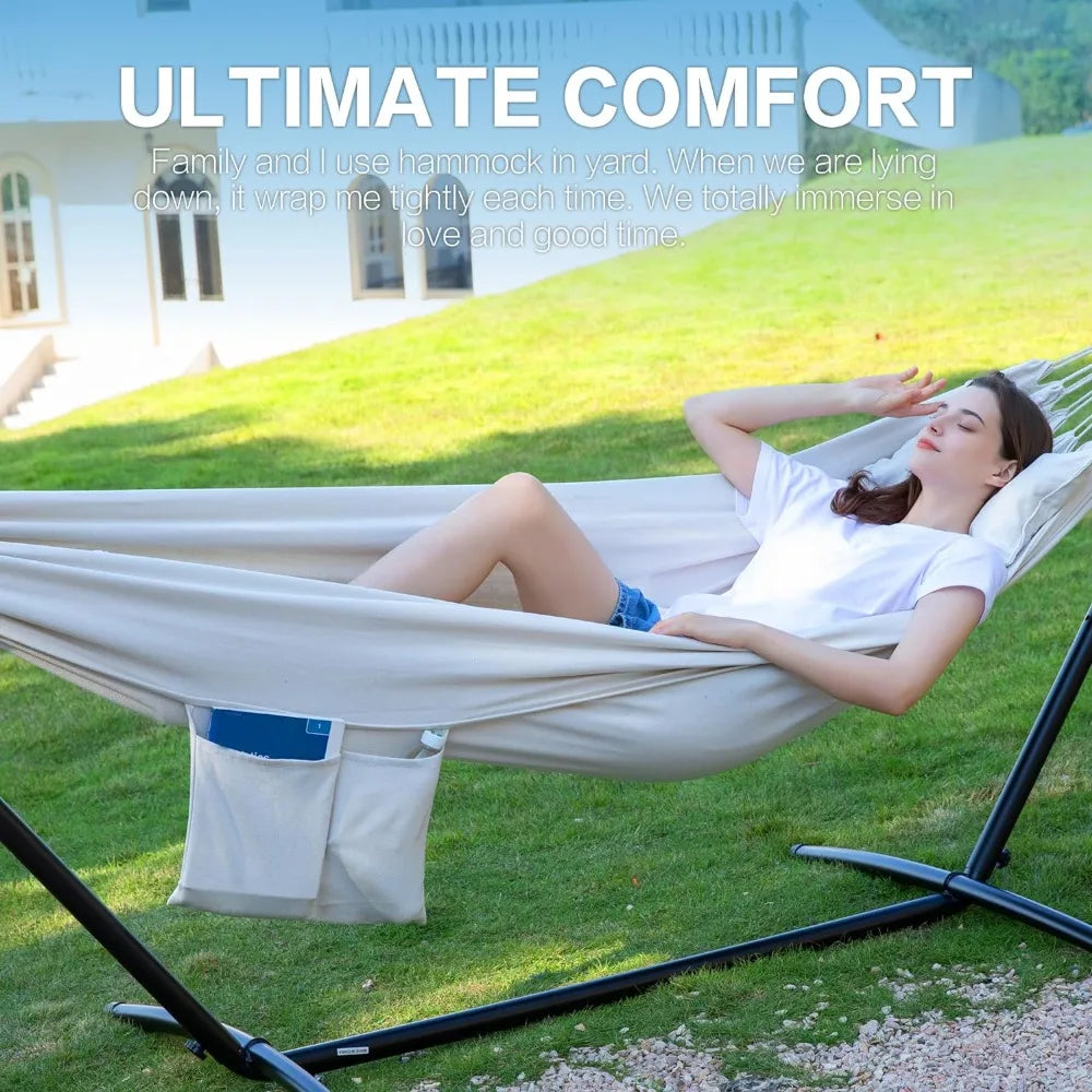 Double Hammock with Space Saving Steel Stand 2