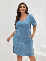 LIH HUA Women's Plus Size Denim Dress Summer
