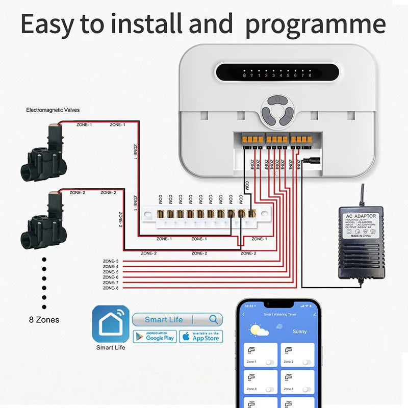 TINO WiFi Smart 8-Zone Sprinkler Controller Garden Watering