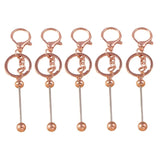 15Pcs Metal Beaded Keyring Beadable Bar Keychain Lobster