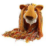 Winter Cartoon Animal Wig Hat Knitted Handmade Lion