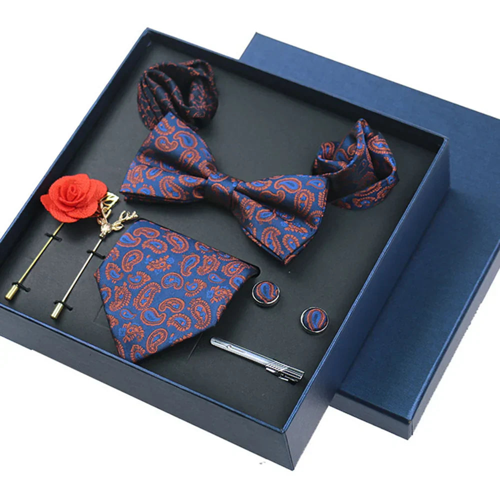 8piece Set Bussiness Blue Ties For Mans Floral