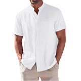 Summer Shirt Men's Short Sleeve Cotton Linen Tshirt