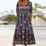 2023 Vintage Boho Stripe Print Women Sundress Summer