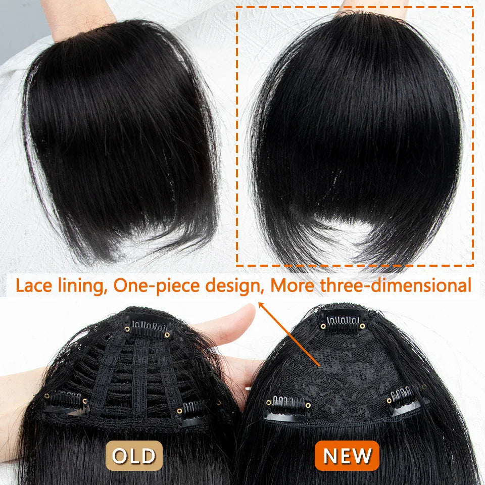 Human Hair Bangs 3 Clips 3D Blunt Cut