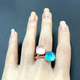 2PcsSet Pomellato Ring Stacked Mix Color Crystal Ring