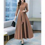 Plus Size Spring Autumn Women Maxi Dresses Female