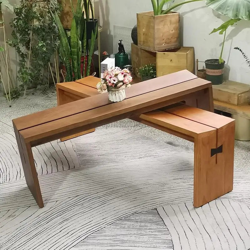 Nordic Solid Wood Bench Home Living Room Long