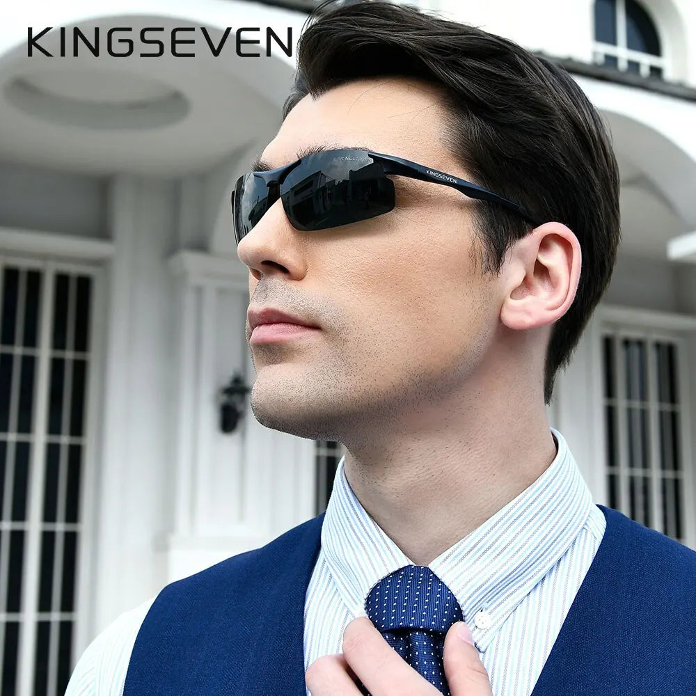 KINGSEVEN Genuine Polarized Men Aluminum Sunglasses Driving Mirror