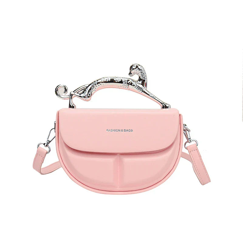 Solid Color Women's Luxury Handbags Cat Metal Handle
