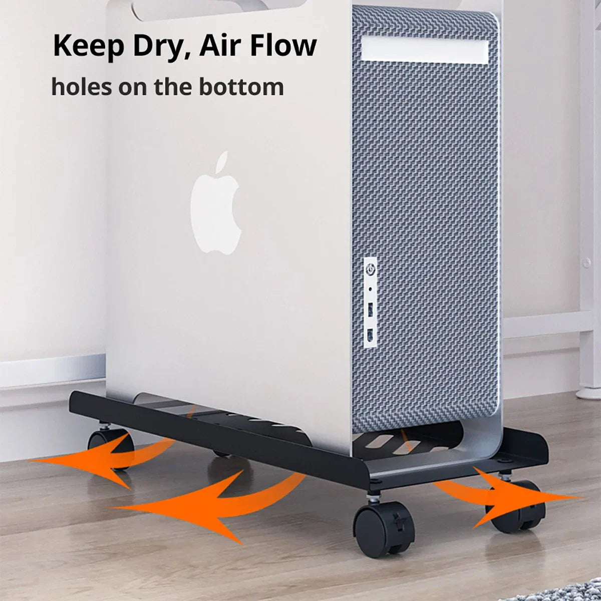Mobile Metal Computer Tower Stand Width Adjustable Gaming
