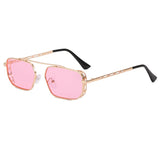 Vintage Red Rectangle Sunglasses Women Brand Steampunk Pink