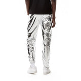 Mens Shiny Silver Metallic Jogger Sweatpants Hip Hop