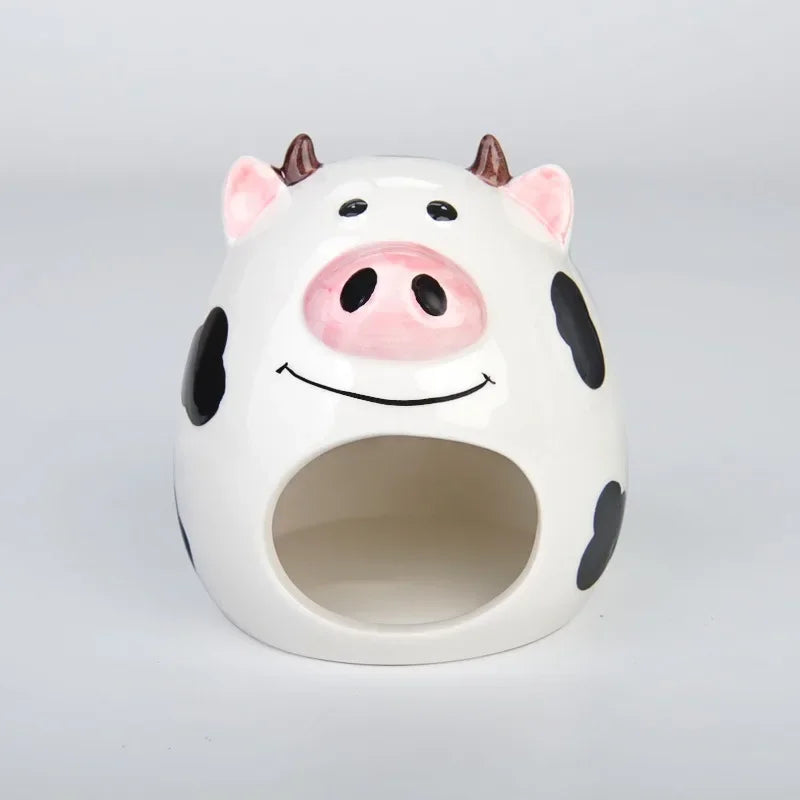 Summer Cooling Ceramic Nest Cartoon Cow Mini Pet