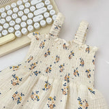 2PCS Summer Linen Floral Infant Newborn Baby Girls