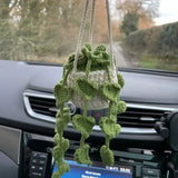 NEW Cute Potted Plants Crochet Car Basket,Hanging Plant