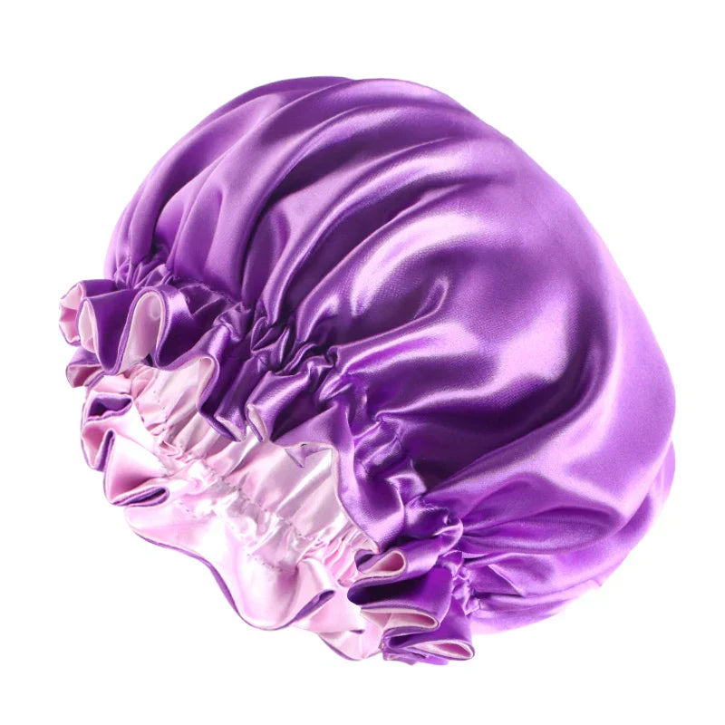 New Women Reversible Satin Bonnet Hair Caps Double