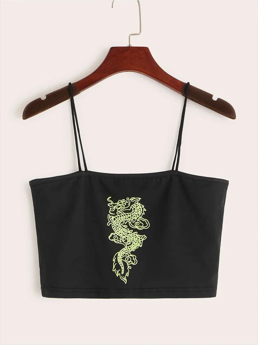 Finjani Plus Size Womens Cami Backless Dragon Print