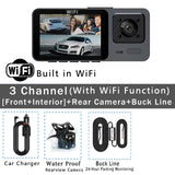Wifi 3Channel Car Dvr 3 Camera Dash Cam