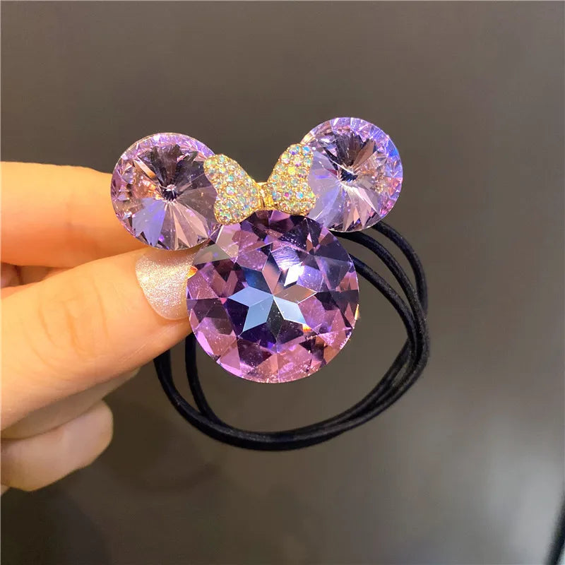 Cute Girls Elastic Hair Band Square Elegant Rhinestone