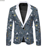 IOOTIANY New Fancy Blazer Men 3D Digital Print