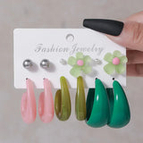 Simple Acrylic C-shaped Cut Earrings 5 Pairs Set