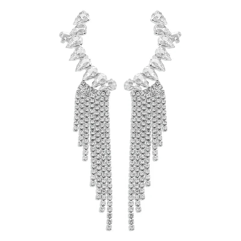 New Luxury Rhinestone Women's Earrings Tassel Crystal Hanging