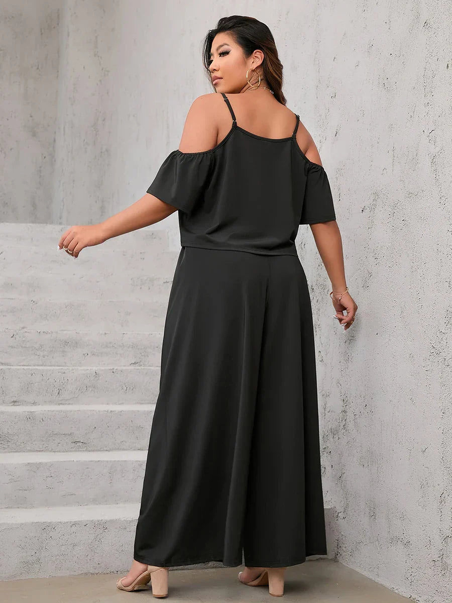 Finjani Womens Plus Size Suit Set Solid Cami