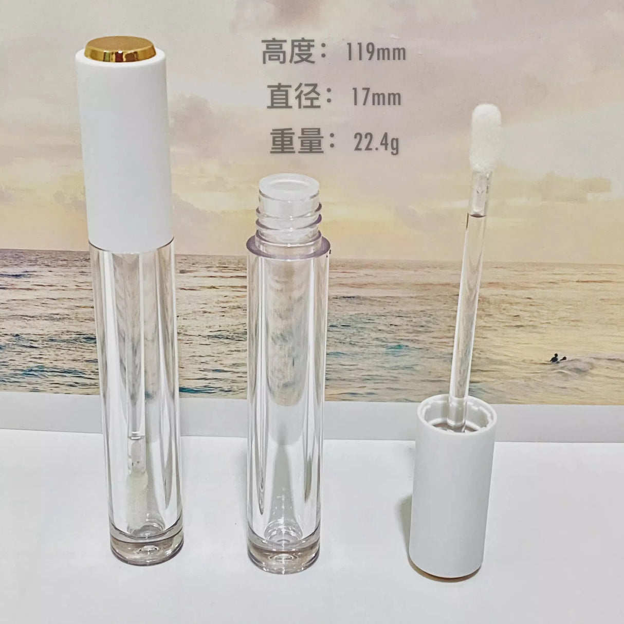 Clear Wand Lip Gloss Tube White cap 4ml